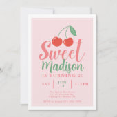 Sweet One Meisje Verjaardag Uitnodiging Cherry Zom (Voorkant)