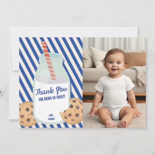 Sweet One Milk Cookie Verjaardag Bedankkaart (Voorkant)