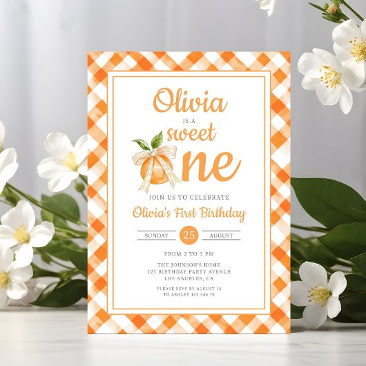 Sweet One Orange Citrus 1st Birthday Kaart