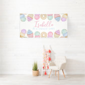 Sweet One Pastel 1st Birthday Party Backdrop Large Spandoek (Insitu)