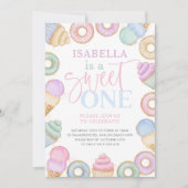 Sweet One Pastel Cupcake Donut 1st Birthday Kaart (Voorkant)