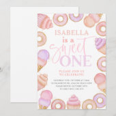 Sweet One Pastel Cupcake Donut Girls 1ste verjaard Kaart (Voorkant / Achterkant)