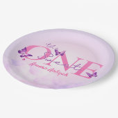 Sweet ONE Pastel Vlinder 1e Verjaardag Papieren Bordje (Gekanteld)