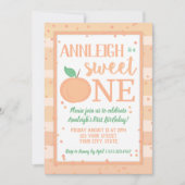 Sweet One Peach Theme Girls First Birthday Kaart (Voorkant)