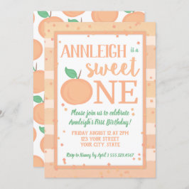 Sweet One Peach Theme Girls First Birthday Kaart