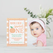 Sweet One Peach Theme Girls First Birthday Kaart (Staand voorkant)