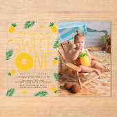 Sweet One Pineapple Foto 1e verjaardagsfeestje Acryl Uitnodigingen (Voorkant)