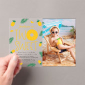 Sweet One Pineapple Foto 2e verjaardagsfeestje Acryl Uitnodigingen (Insitu (Draagbaar))