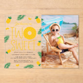 Sweet One Pineapple Foto 2e verjaardagsfeestje Acryl Uitnodigingen (Voorkant)