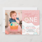 Sweet One Pink Bevroren Foto Girl's 1ste verjaarda Kaart (Voorkant)