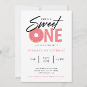 Sweet One Pink Donut 1e verjaardagsfeestje Kaart (Voorkant)