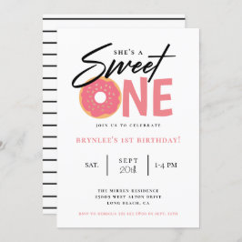 Sweet One Pink Donut 1e verjaardagsfeestje Kaart