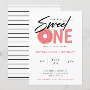 Sweet One Pink Donut 1e verjaardagsfeestje Kaart