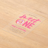 Sweet One Pink Donut 1st verjaardag Acryl Uitnodigingen (Laagn)