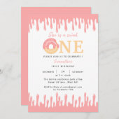 Sweet One Pink Donut 1st verjaardag Kaart (Voorkant / Achterkant)