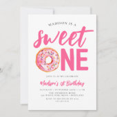 Sweet One Pink Donut 1st verjaardag Kaart (Voorkant)