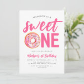 Sweet One Pink Donut 1st verjaardag Kaart (Staand voorkant)