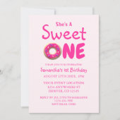 Sweet One Pink Donut Girl 1ste verjaardag Kaart (Voorkant)