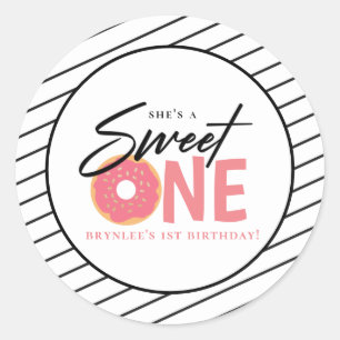 Sweet One Pink Doughnut 1st Birthday Ronde Sticker