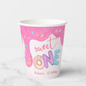 Sweet One Pink Frosting Girl's First Birthday Papieren Bekers (Voorkant)