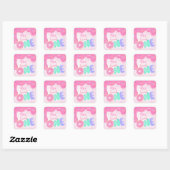 Sweet One Pink Frosting Girl's First Birthday Vierkante Sticker (Vel)
