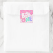 Sweet One Pink Frosting Girl's First Birthday Vierkante Sticker (Tas)