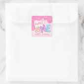 Sweet One Pink Frosting Girl's First Birthday Vierkante Sticker (Tas)