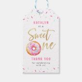 Sweet One Pink Gold Donut Sprinkles Meisje Verjaar Cadeaulabel (Voorkant)