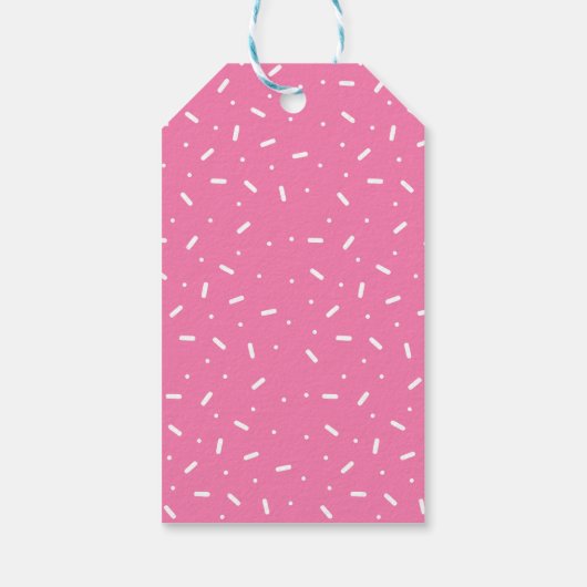 Sweet One Pink Gold Donut Sprinkles Meisje Verjaar Cadeaulabel (Achterkant)