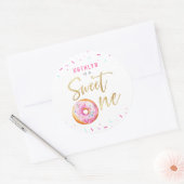 Sweet One Pink Gold Donut Sprinkles Meisje Verjaar Ronde Sticker (Envelop)
