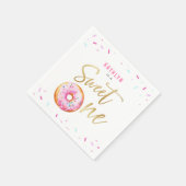 Sweet One Pink Gold Donut Sprinkles Meisje Verjaar Servet (Hoek)