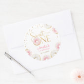 Sweet One Pink Gold Donuts Verjaardag Ronde Sticker (Envelop)