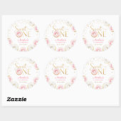 Sweet One Pink Gold Donuts Verjaardag Ronde Sticker (Vel)