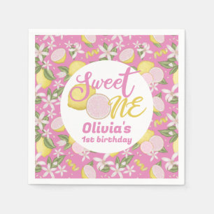 Sweet One Pink Lemon Verjaardag servetten