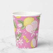 Sweet One Pink Lemon Verjaardagsfeestje Papieren k Papieren Bekers (Achterkant)