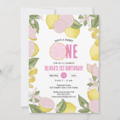Sweet One Pink Lemonade 1e verjaardag Uitnodigen Kaart (Voorkant)