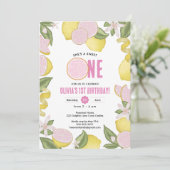 Sweet One Pink Lemonade 1e verjaardag Uitnodigen Kaart (Staand voorkant)