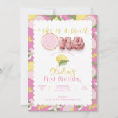 Sweet One Pink Lemonade 1e verjaardag Uitnodigen Kaart (Voorkant)