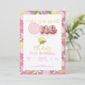 Sweet One Pink Lemonade 1e verjaardag Uitnodigen Kaart (Staand voorkant)