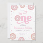 Sweet One Pink Pastel Donut Eerste Verjaardag Kaart (Voorkant)