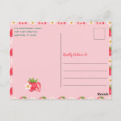 Sweet One Pink Strawberry 1st Birthday Uitnodiging (Achterkant)