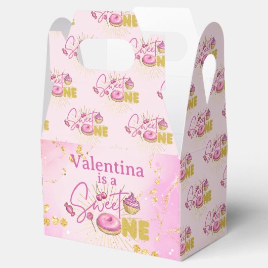 Sweet One Roze Desserts Meisje's 1e Verjaardagsfee Bedankdoosjes (Geopend)