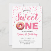 Sweet One Roze Donut Confetti 1e Verjaardag Kaart (Voorkant)
