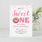 Sweet One Roze Donut Confetti 1e Verjaardag Kaart (Staand voorkant)
