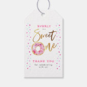 Sweet One Roze Donut Verjaardagsfeestje Cadeau Lab Cadeaulabel (Voorkant)