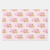 Sweet One Roze Faux Gouden Glitter Desserts Snoepj Inpakpapier Vel (Voorkant 2)