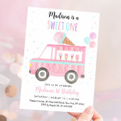 Sweet One Roze Ice Cream Truck Verjaardag Kaart