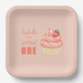 Sweet ONE, roze meisjes eerste verjaardagsfeest Papieren Bordje (Voorkant)