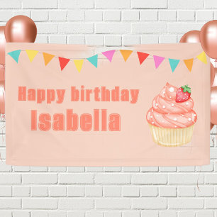 Sweet ONE, roze meisjes eerste verjaardagsfeest Spandoek