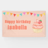 Sweet ONE, roze meisjes eerste verjaardagsfeest Spandoek (Horizontaal)